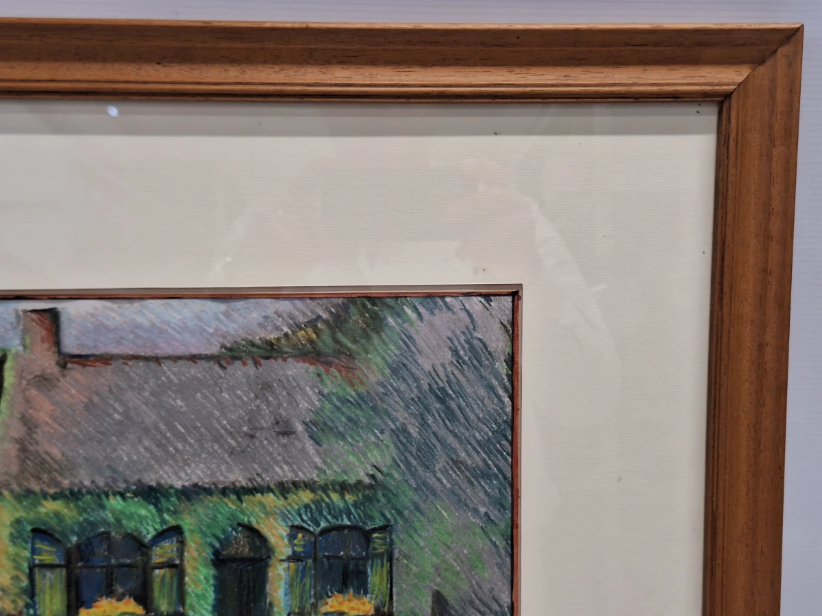 Pasteltekening ‘Hoeverzicht’ - gesigneerd ME en gedateerd 1980 - foto 4