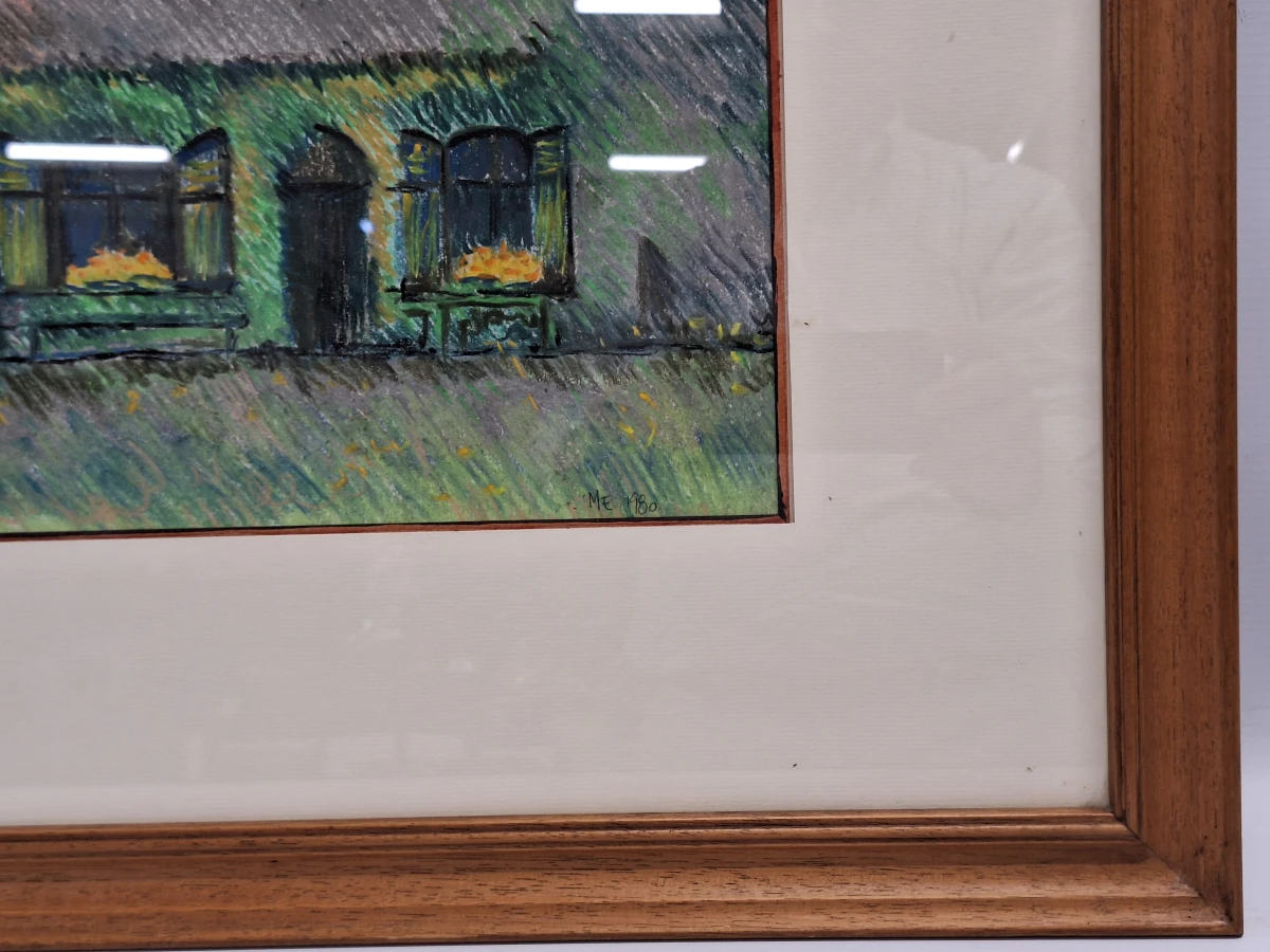 Pasteltekening ‘Hoeverzicht’ - gesigneerd ME en gedateerd 1980 - foto 5