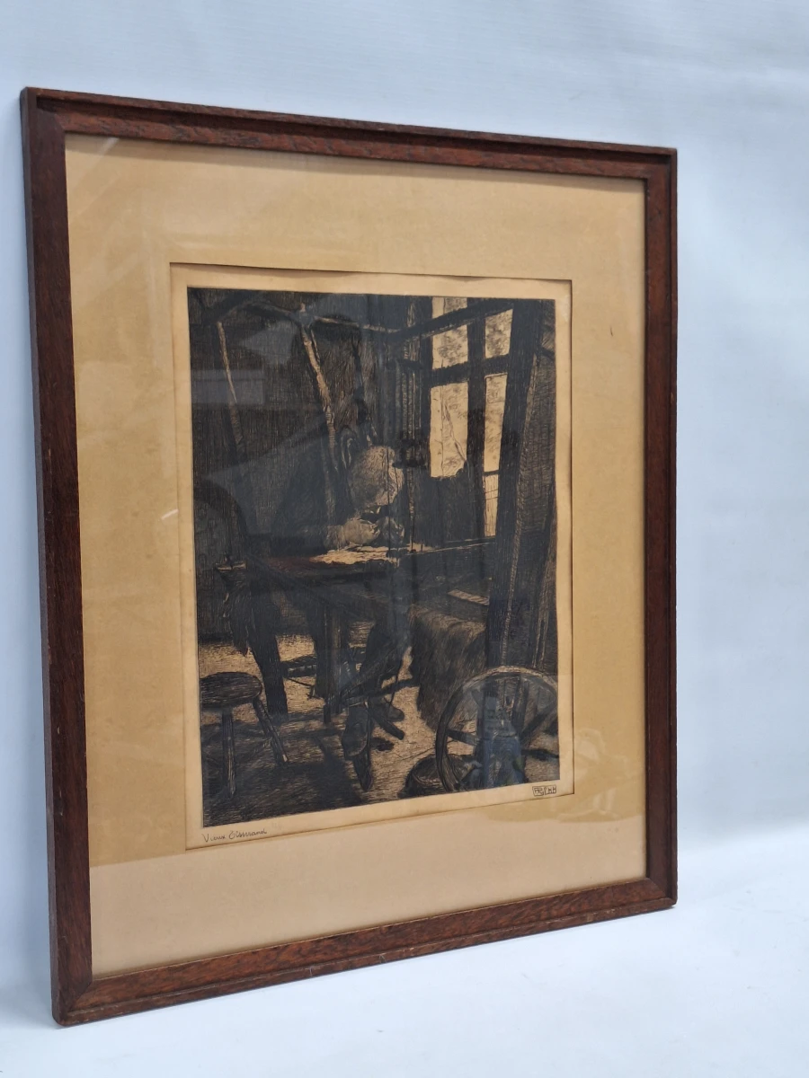 Originele ets ‘Vieux Tisserand’ - genummerd 28/50 - François Pycke - foto 3