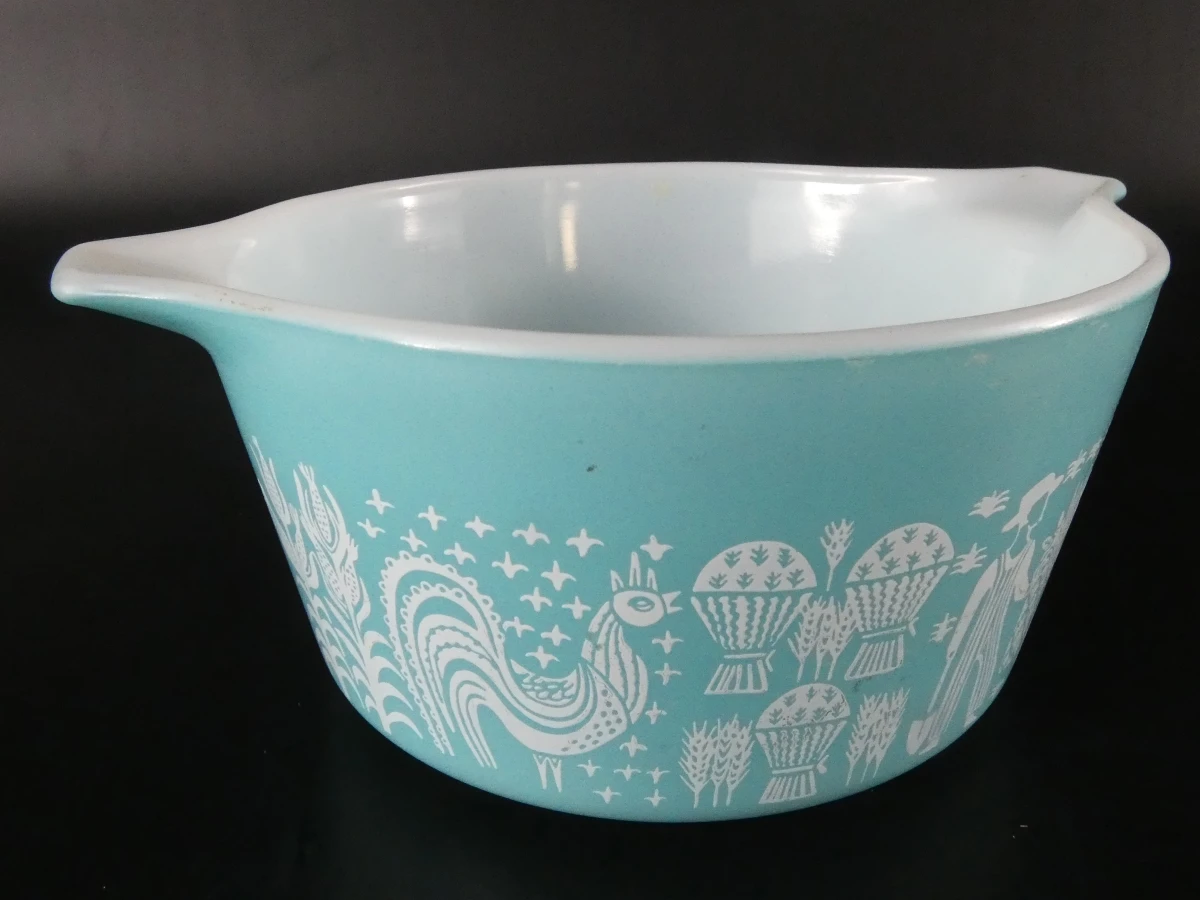 Set vintage Pyrex mengkommen en ovenschaal in turquoise - foto 10