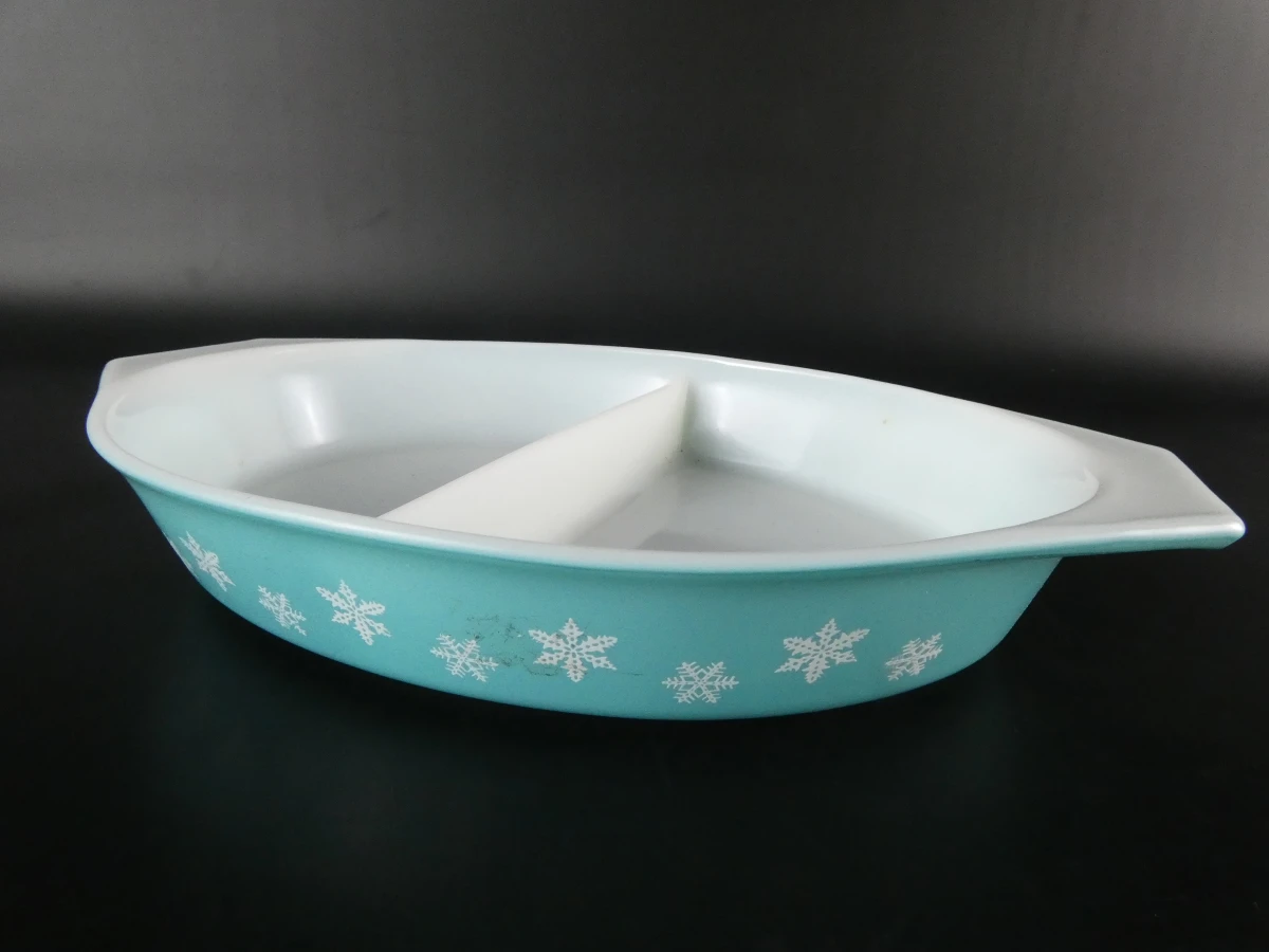 Set vintage Pyrex mengkommen en ovenschaal in turquoise - foto 7