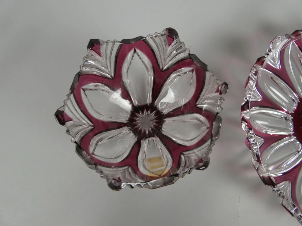 Set van 2 Bohemia kristallen schaaltjes met roze accenten - foto 4