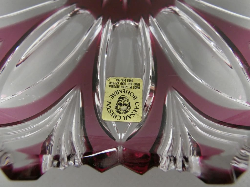 Set van 2 Bohemia kristallen schaaltjes met roze accenten - foto 6