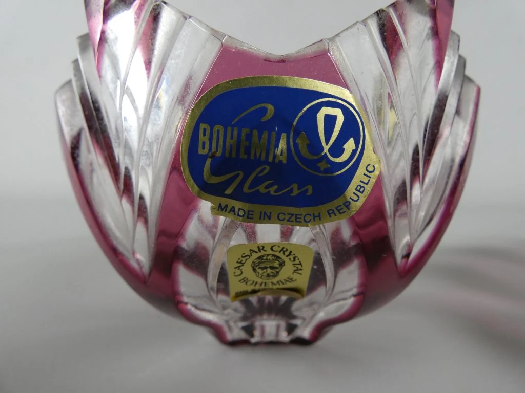 Set van 2 Bohemia kristallen schaaltjes met roze accenten - foto 5
