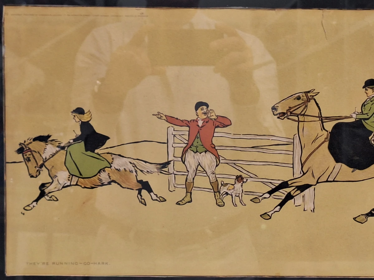 Antieke chromolithografie ‘The Fence’ - Engelse vossenjacht - Dorothy Hardy - foto 3