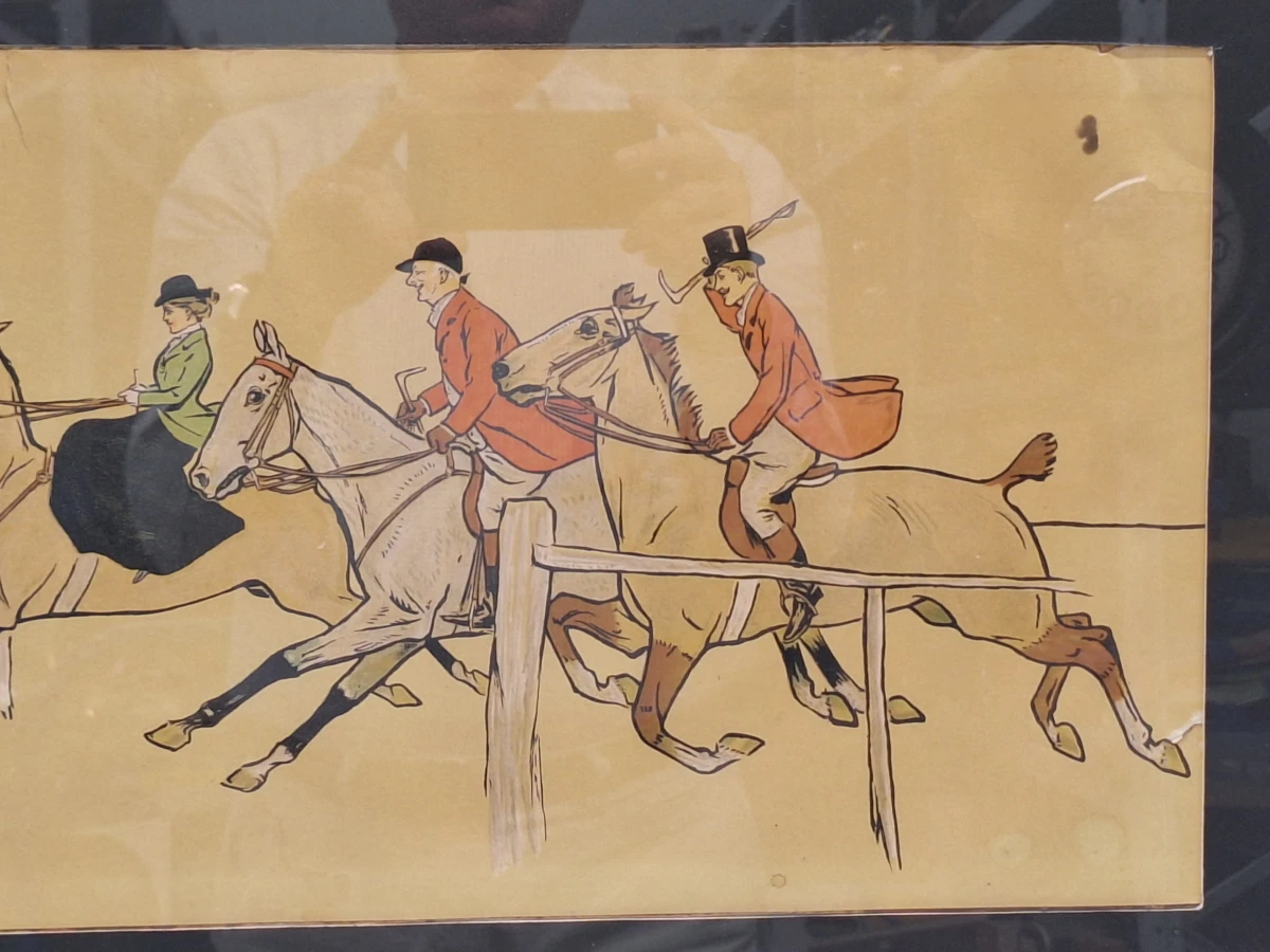 Antieke chromolithografie ‘The Fence’ - Engelse vossenjacht - Dorothy Hardy - foto 2