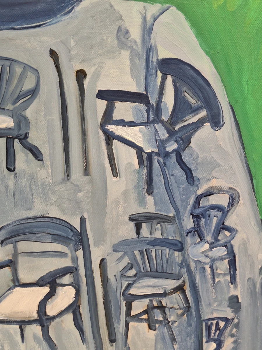 ‘Man met stoelenjas’ - eigentijds figuratief schilderij, Gent 2016 - R. Zijlstra - foto 8