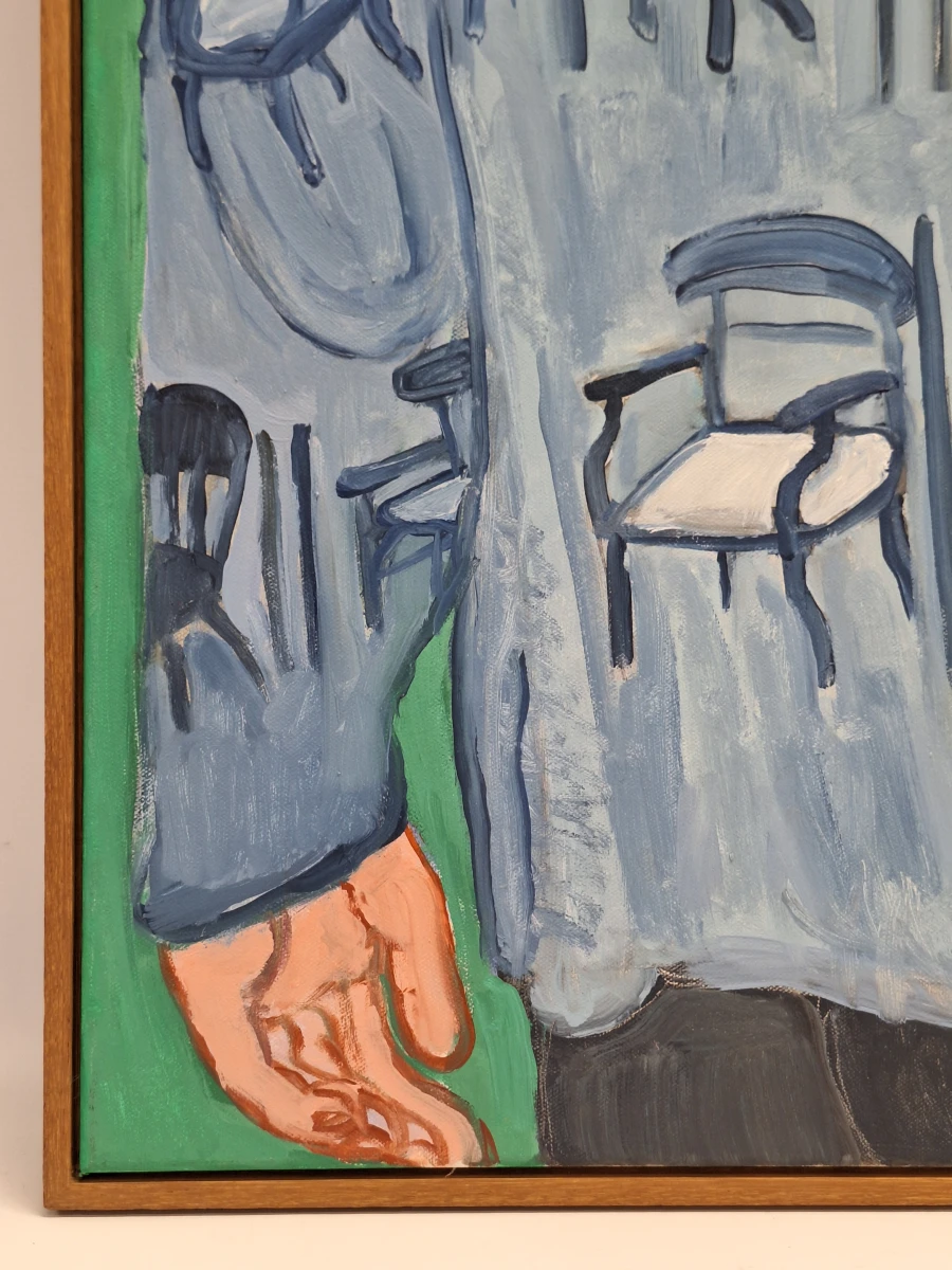 ‘Man met stoelenjas’ - eigentijds figuratief schilderij, Gent 2016 - R. Zijlstra - foto 12