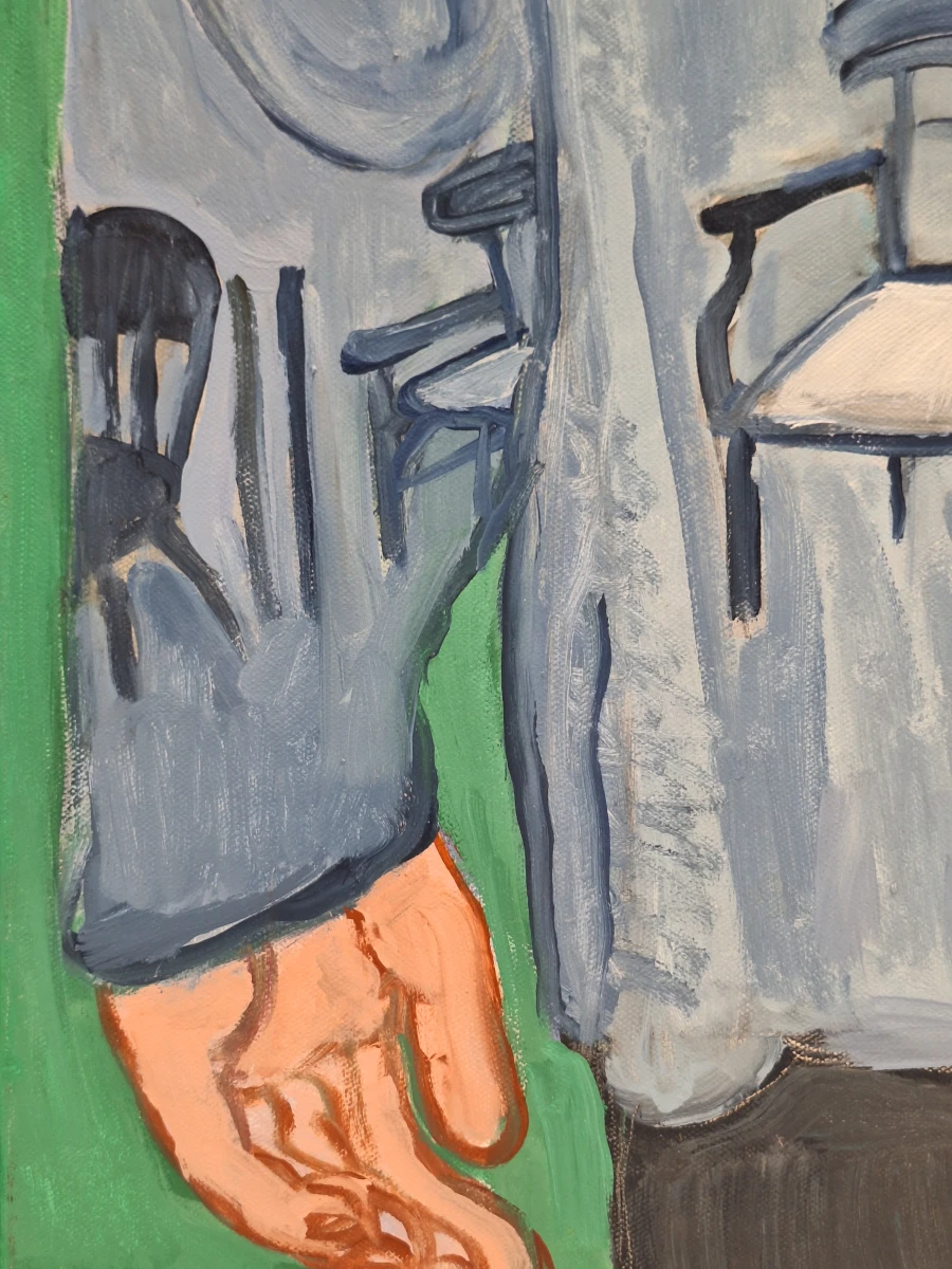 ‘Man met stoelenjas’ - eigentijds figuratief schilderij, Gent 2016 - R. Zijlstra - foto 9