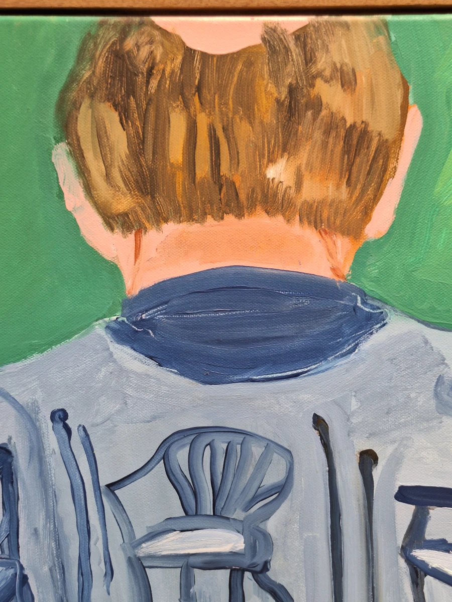 ‘Man met stoelenjas’ - eigentijds figuratief schilderij, Gent 2016 - R. Zijlstra - foto 7