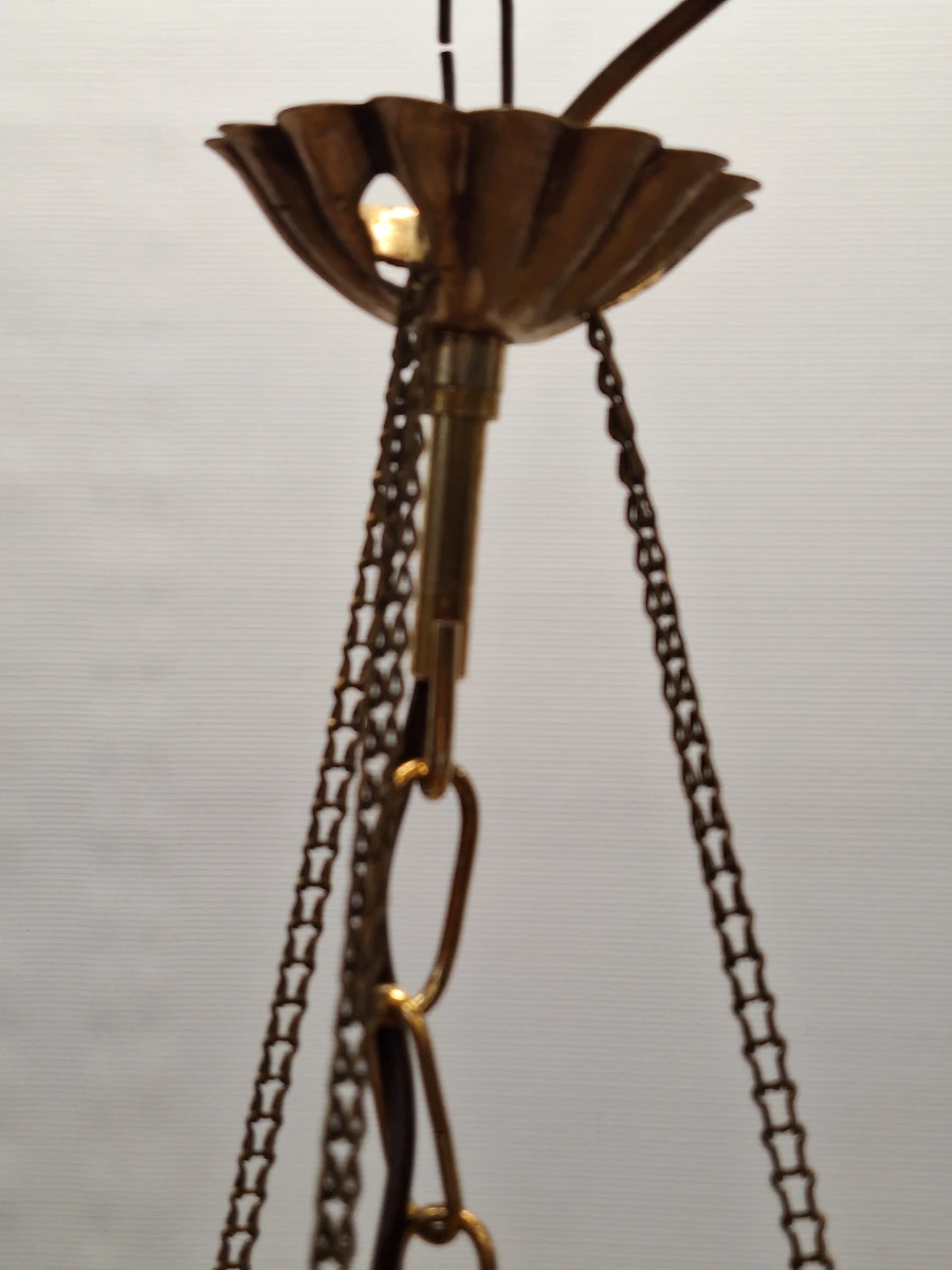 Antieke Art Nouveau hanglamp ca. 1900 - uraniumglas en rijk gedecoreerd metaal - foto 6