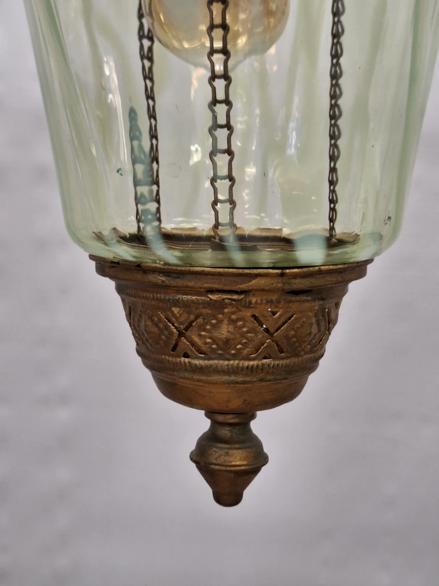 Antieke Art Nouveau hanglamp ca. 1900 - uraniumglas en rijk gedecoreerd metaal - foto 3