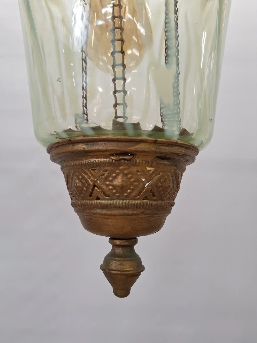 Antieke Art Nouveau hanglamp ca. 1900 - uraniumglas en rijk gedecoreerd metaal - foto 9