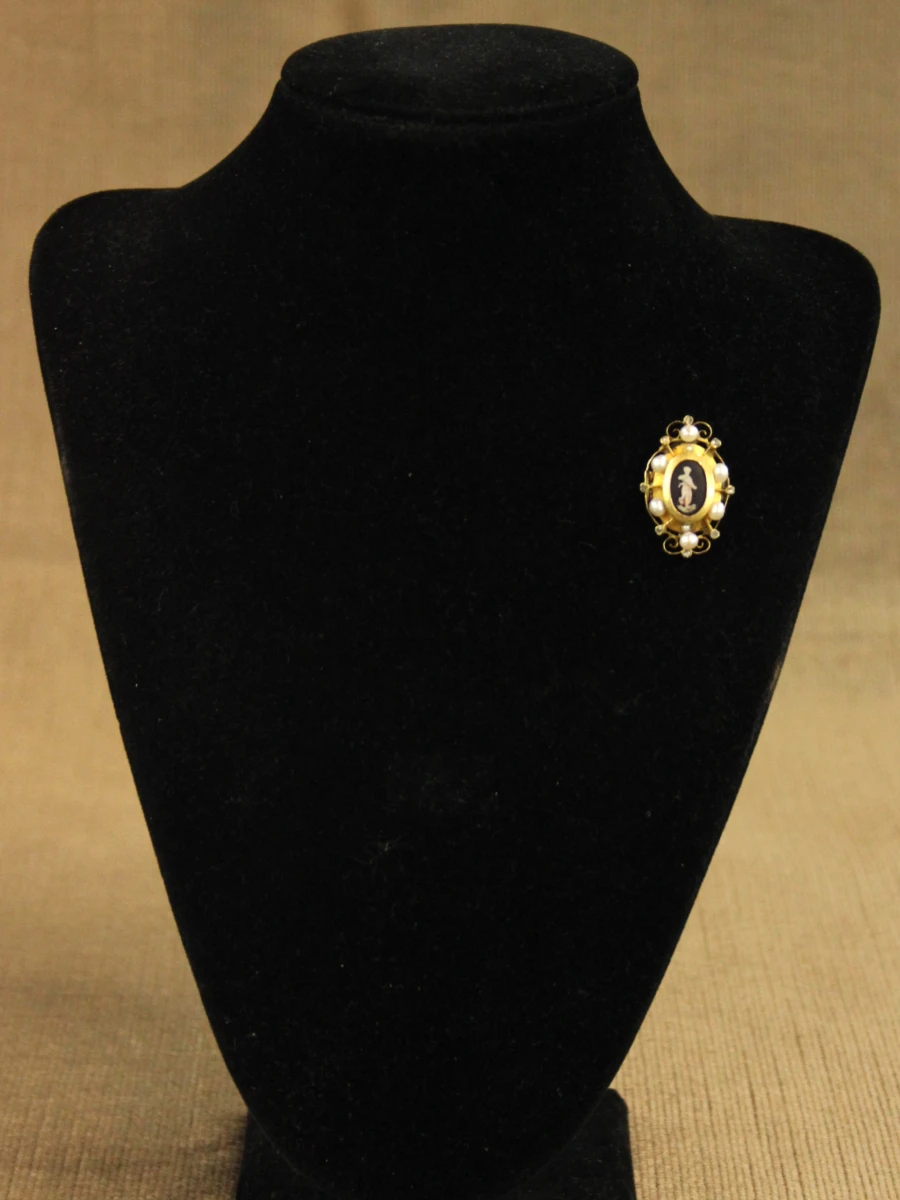 Antieke 18 karaat gouden broche met parels & diamant - foto 4