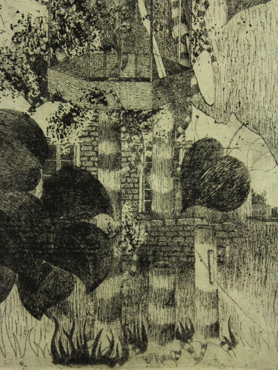 Surrealistische landschap ets - Erik Mangelschots 1975 - foto 6