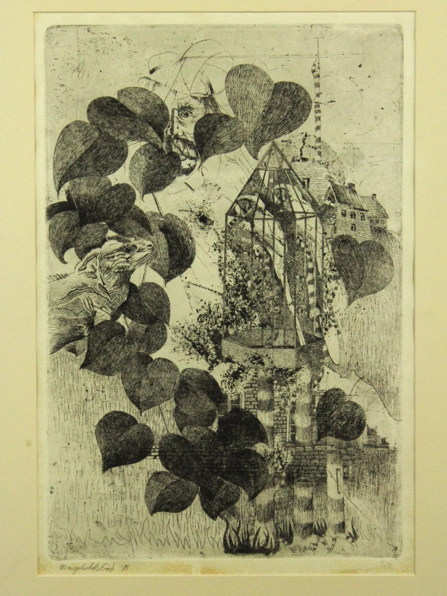 Surrealistische landschap ets - Erik Mangelschots 1975 - foto 2