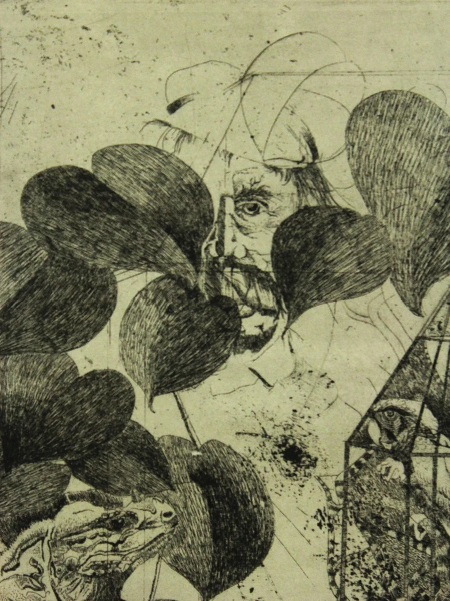 Surrealistische landschap ets - Erik Mangelschots 1975 - foto 4