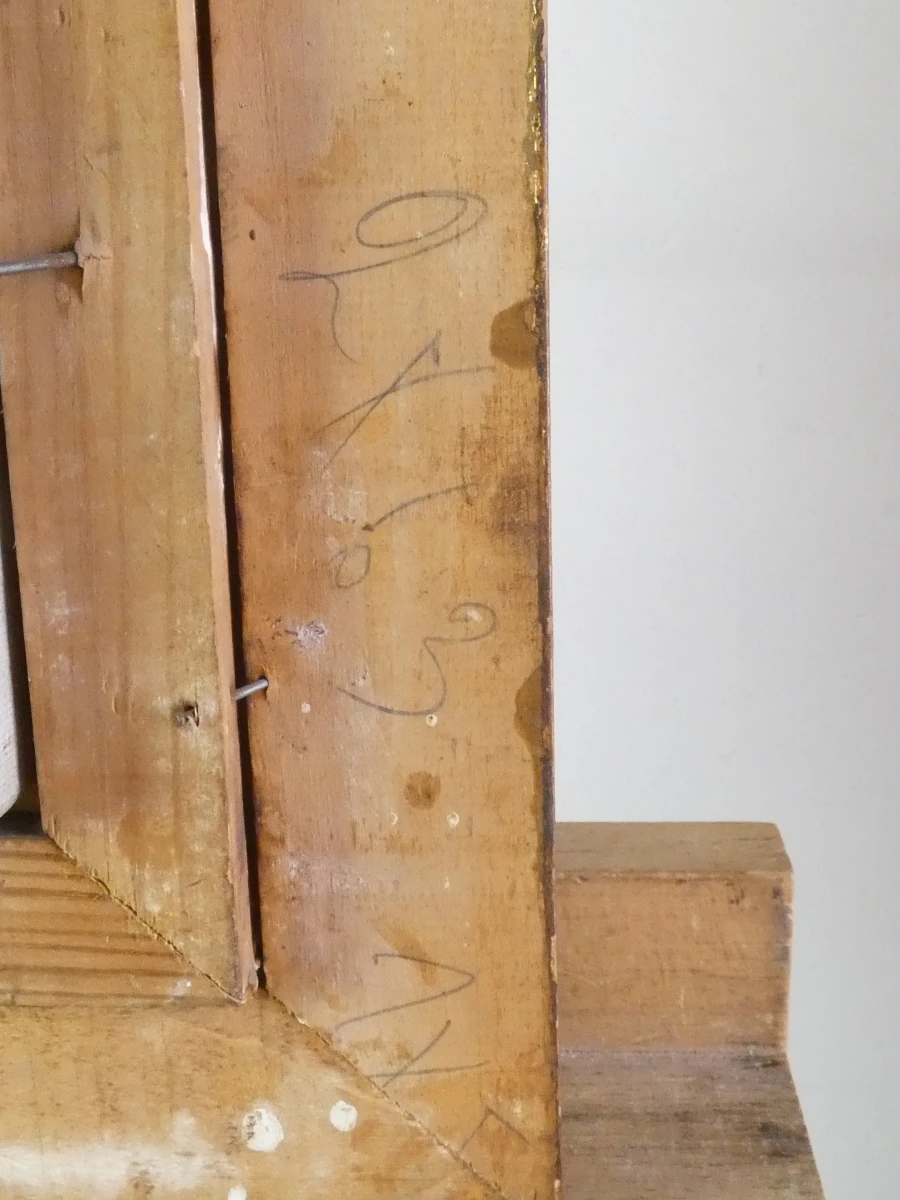 Oude olieverfschilderij met houten lijst en rivierlandschap - foto 13