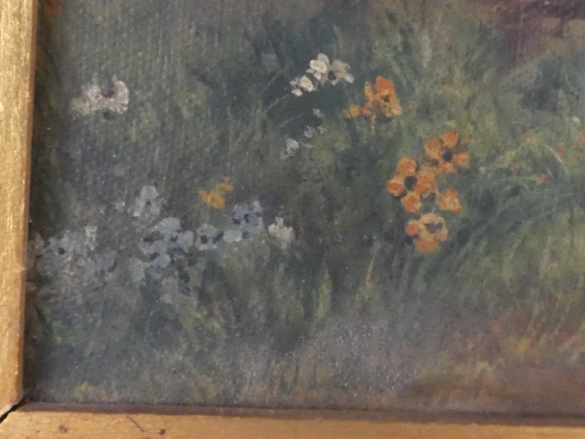 Oud olieverfschilderij Vlaams plattelandsleven - P.Reps 1906 - foto 8