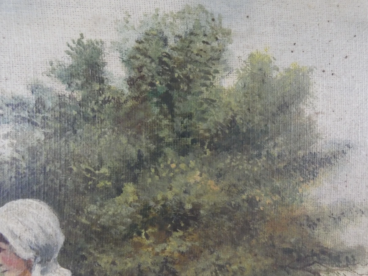 Oud olieverfschilderij Vlaams plattelandsleven - P.Reps 1906 - foto 6