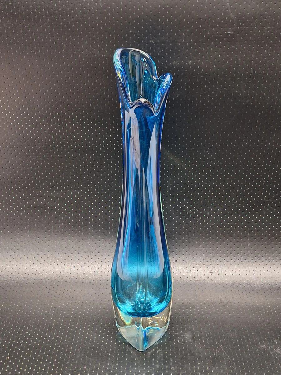 Vintage vaas in Murano-stijl met blauwe Sommerso kern - foto 3