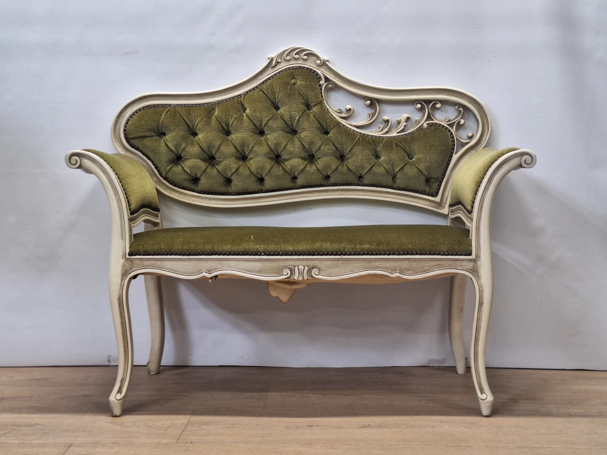 Elegant vintage boudoirbankje in Lodewijk XV-stijl - ca. jaren 1950 -1960 - foto 2