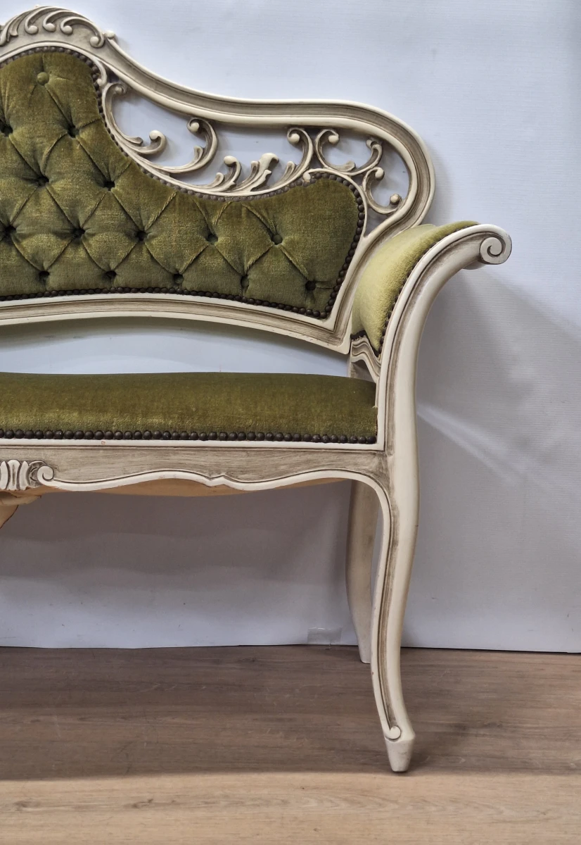 Elegant vintage boudoirbankje in Lodewijk XV-stijl - ca. jaren 1950 -1960 - foto 4