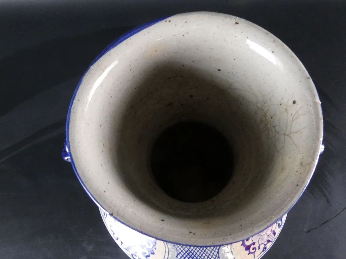 Karaktervolle Chinese blauw-witte 'Nanking' drakenvaas (ca 1900) - foto 10