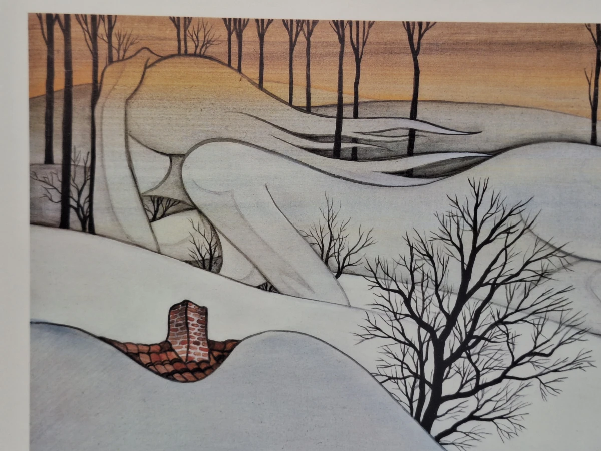 ‘In ’t Vossenhol’ - sfeervolle kleurenprent van een winters fantasielandschap - Oscar Bonnevalle - foto 5