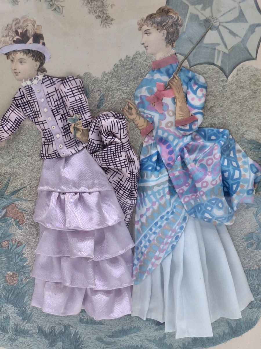 Set van 2 antieke Franse 3D-modeprenten - La Mode Illustrée - circa 1880 - foto 10