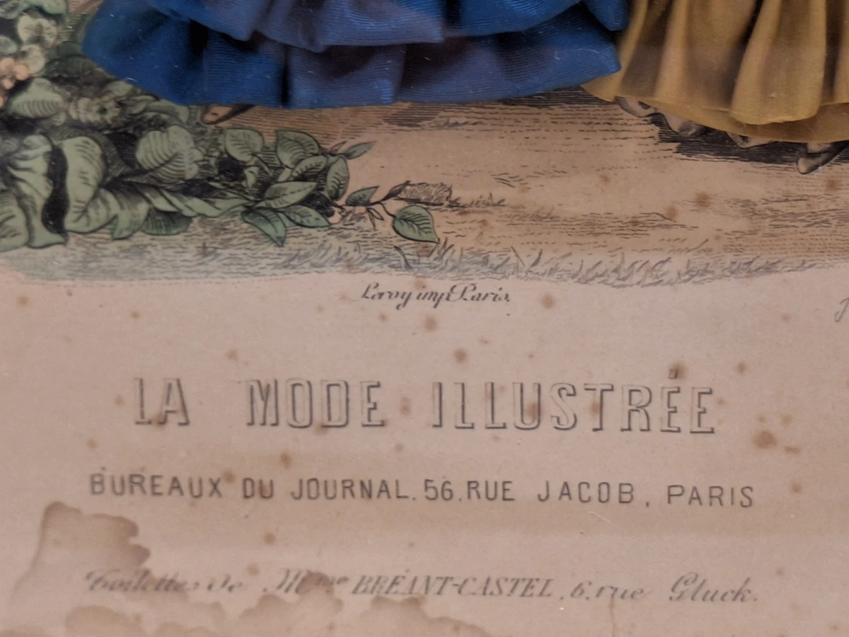 Set van 2 antieke Franse 3D-modeprenten - La Mode Illustrée - circa 1880 - foto 5