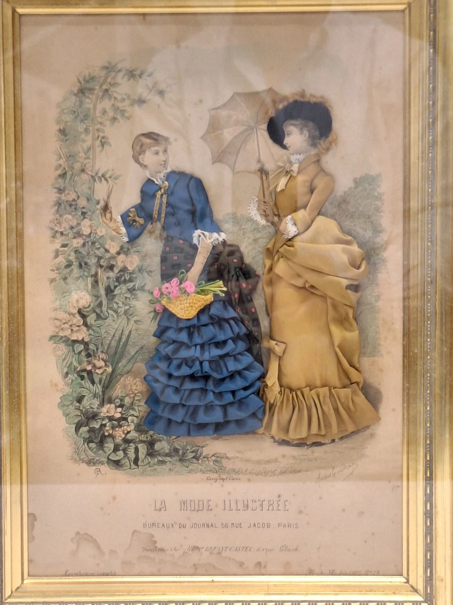 Set van 2 antieke Franse 3D-modeprenten - La Mode Illustrée - circa 1880 - foto 3