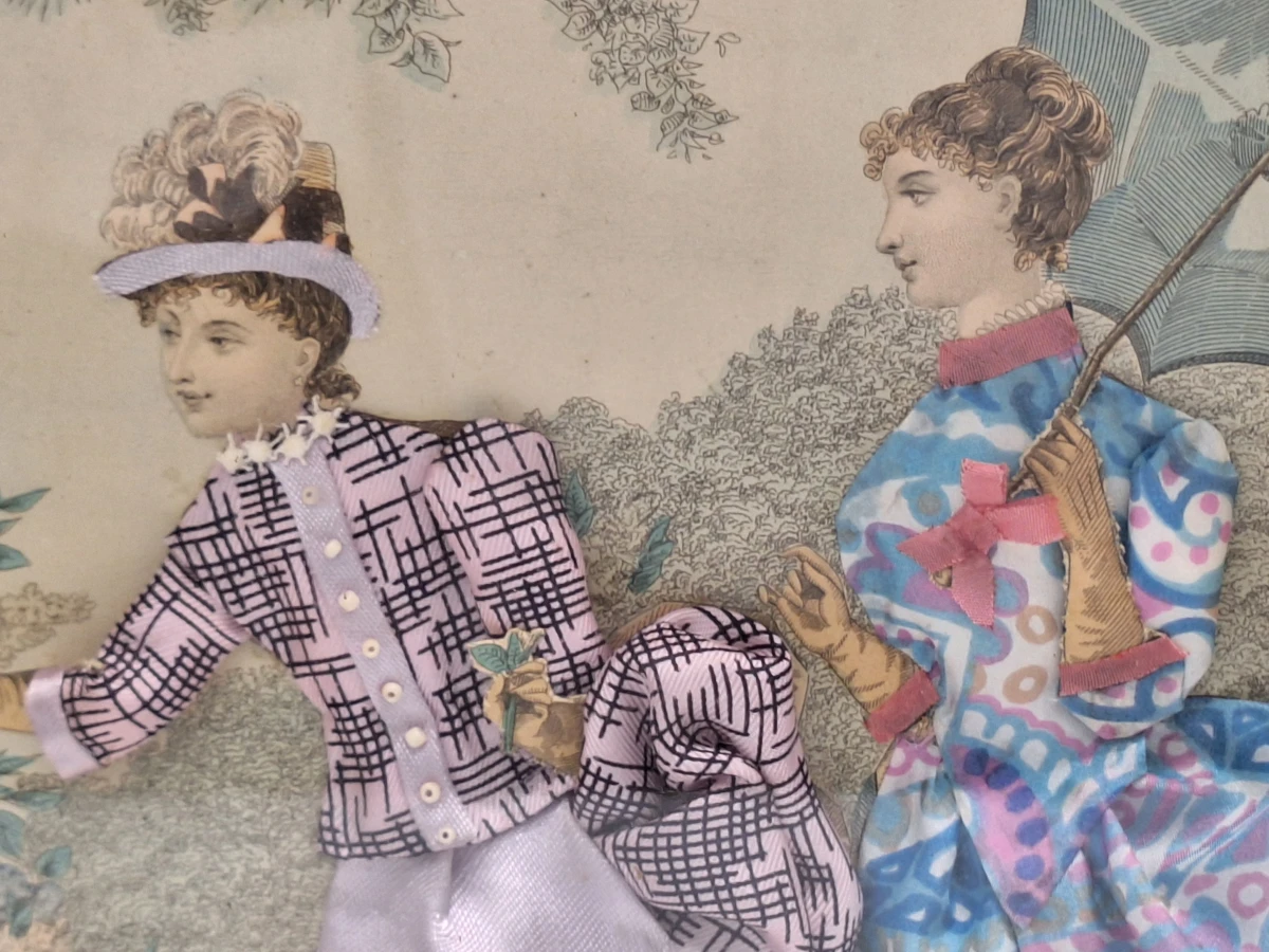 Set van 2 antieke Franse 3D-modeprenten - La Mode Illustrée - circa 1880 - foto 11