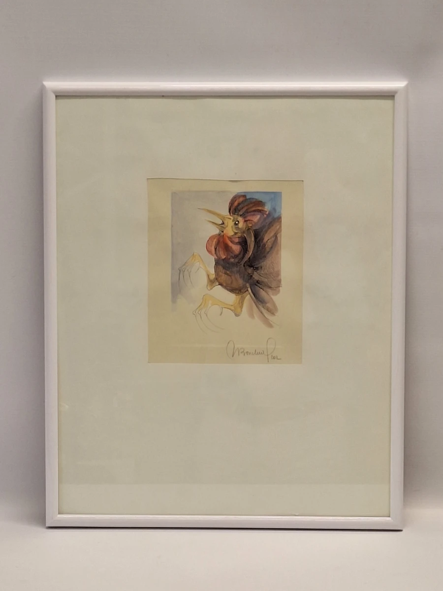Set van 2 handgesigneerde dierillustraties ‘Haan’ en ‘Vrouwelijke uil’ - 2000/2002 - Willy Bosschem - foto 8