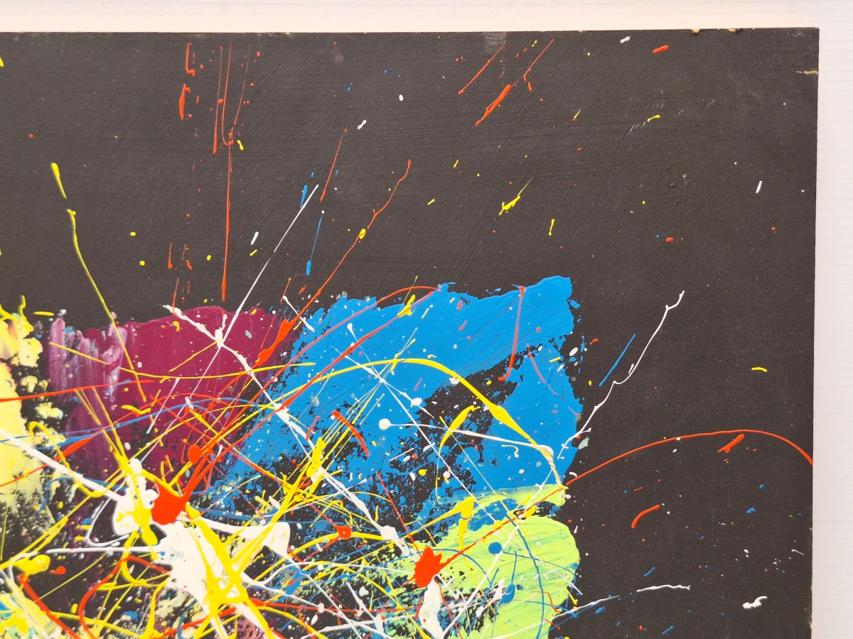 Set van 2 abstracte mixed-mediawerken in actionpaintingstijl - B. Masson - foto 8