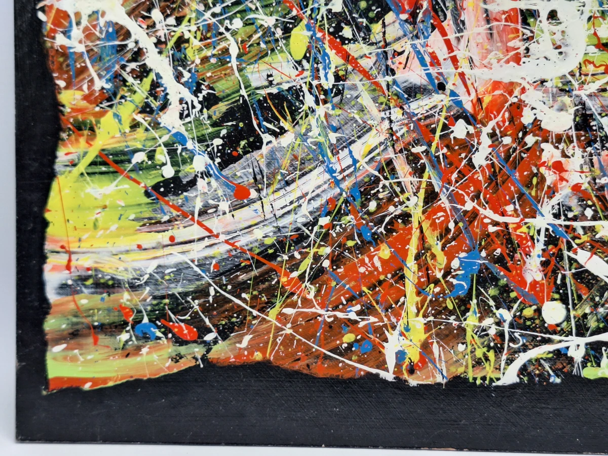 Set van 2 abstracte mixed-mediawerken in actionpaintingstijl - B. Masson - foto 13