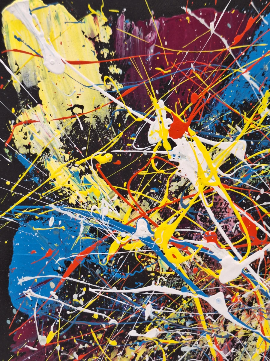 Set van 2 abstracte mixed-mediawerken in actionpaintingstijl - B. Masson - foto 5
