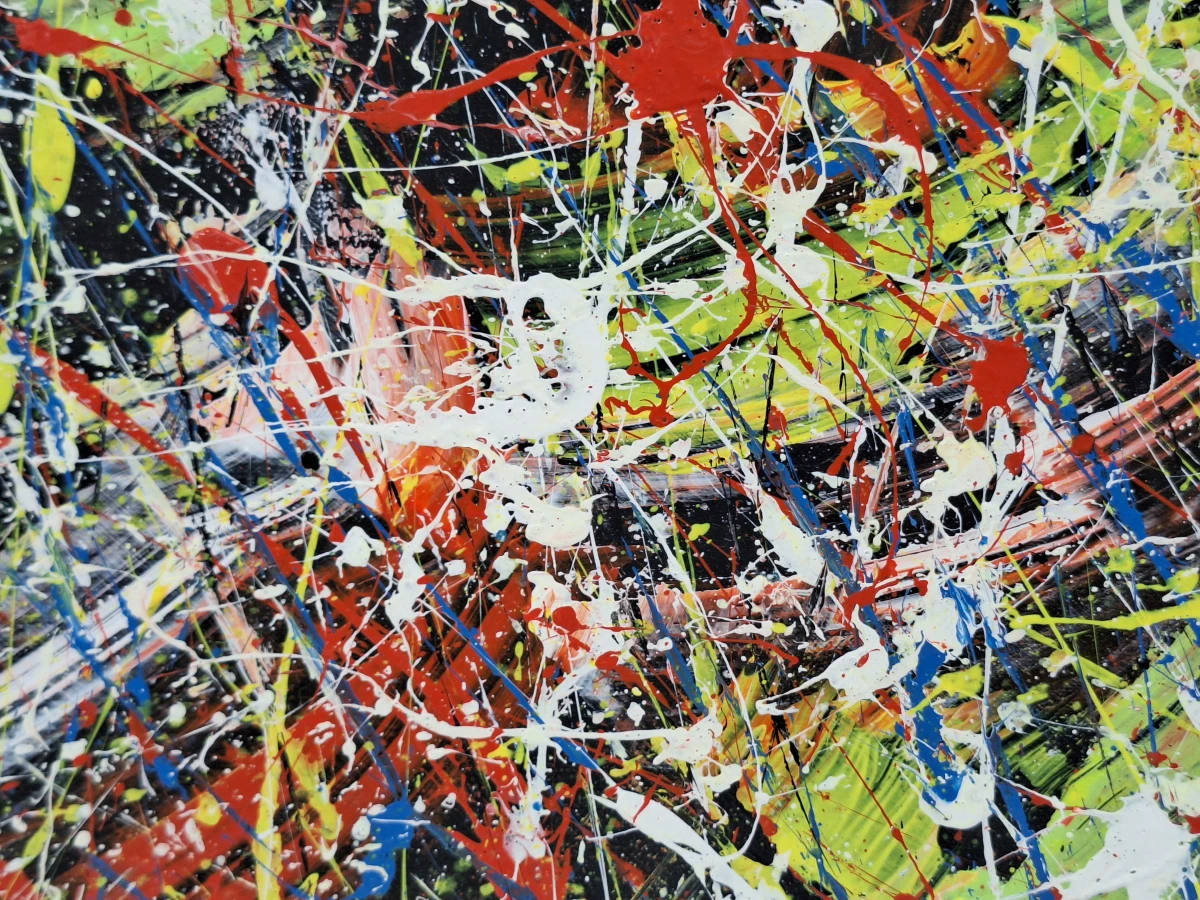 Set van 2 abstracte mixed-mediawerken in actionpaintingstijl - B. Masson - foto 14
