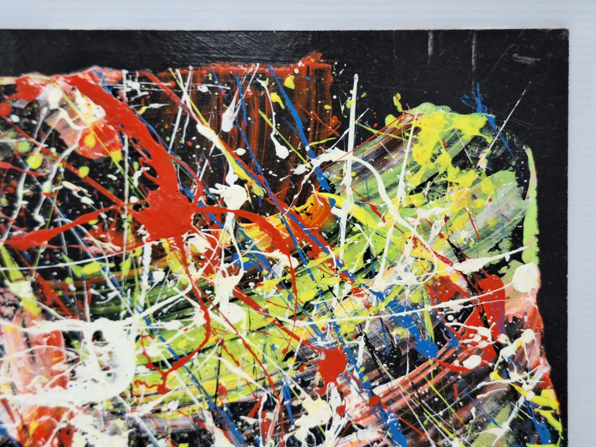Set van 2 abstracte mixed-mediawerken in actionpaintingstijl - B. Masson - foto 11