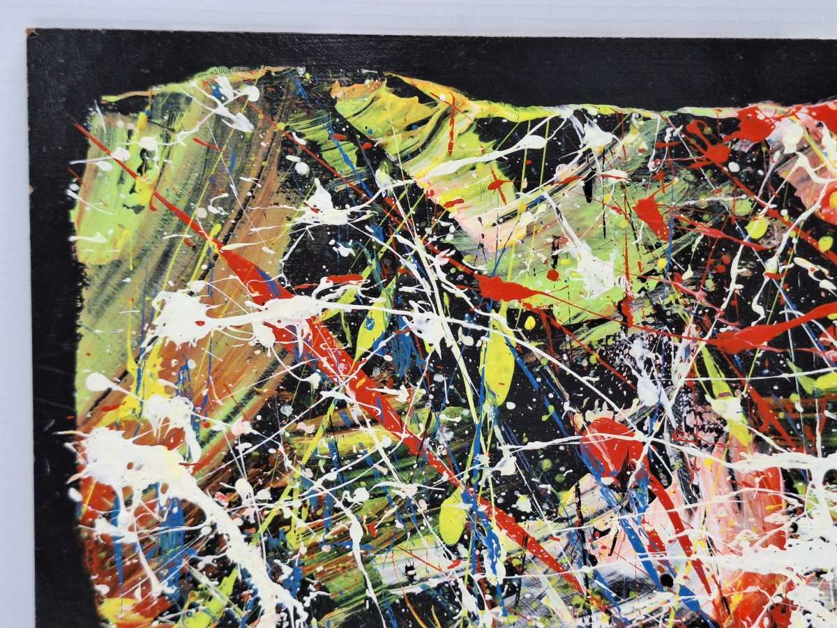 Set van 2 abstracte mixed-mediawerken in actionpaintingstijl - B. Masson - foto 12
