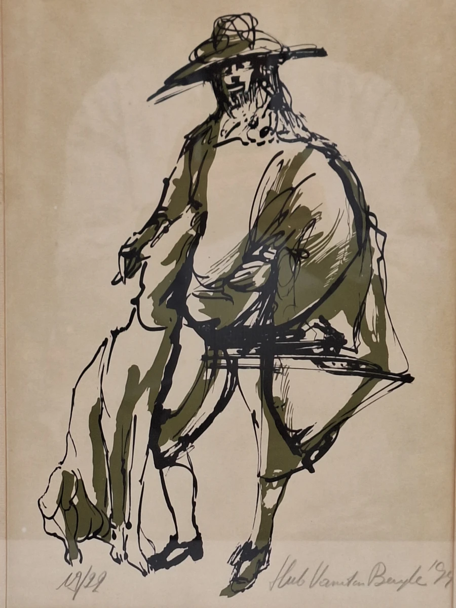 ‘Jager met hond’ - handgesigneerde zeefdruk 19/22 uit 1999 - Hub Vandenbergh - foto 3
