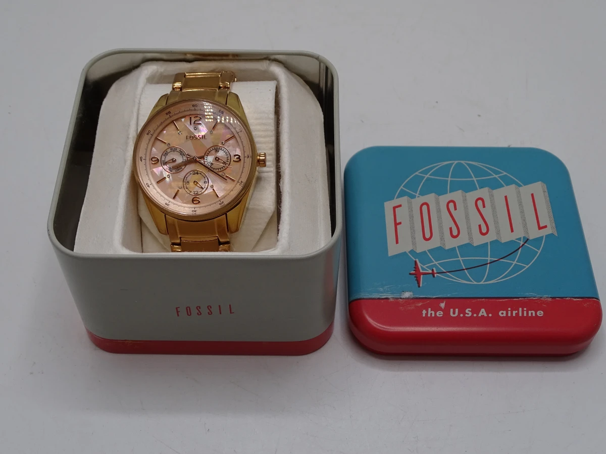 Goudkleurige Fossil horloge - foto 2