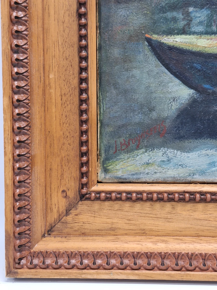 Expressionistisch riviertafereel met roeiboot - J. Bruynseels - foto 10