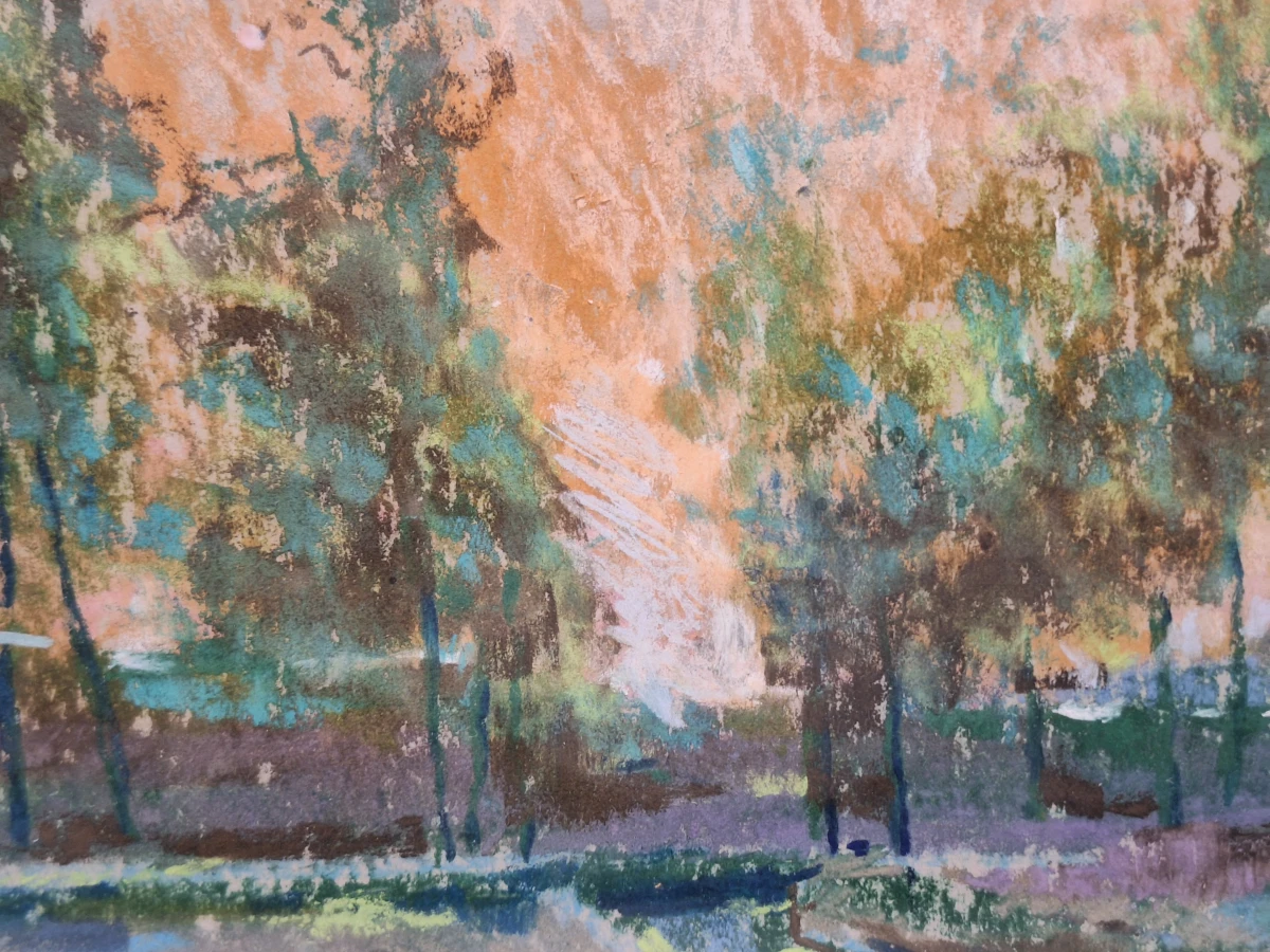 Impressionistisch kanaallandschap bij avondlicht - monogram ME, 1994 - foto 7
