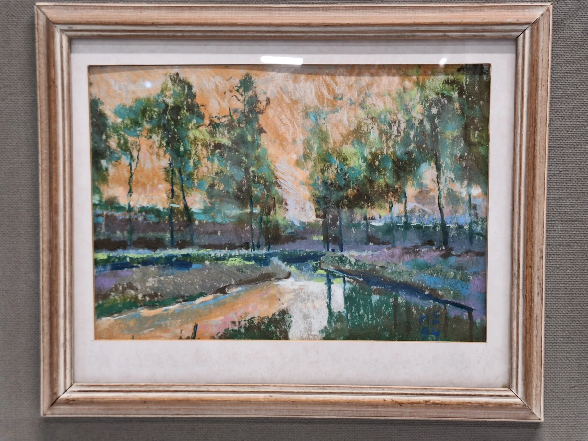 Impressionistisch kanaallandschap bij avondlicht - monogram ME, 1994 - foto 2