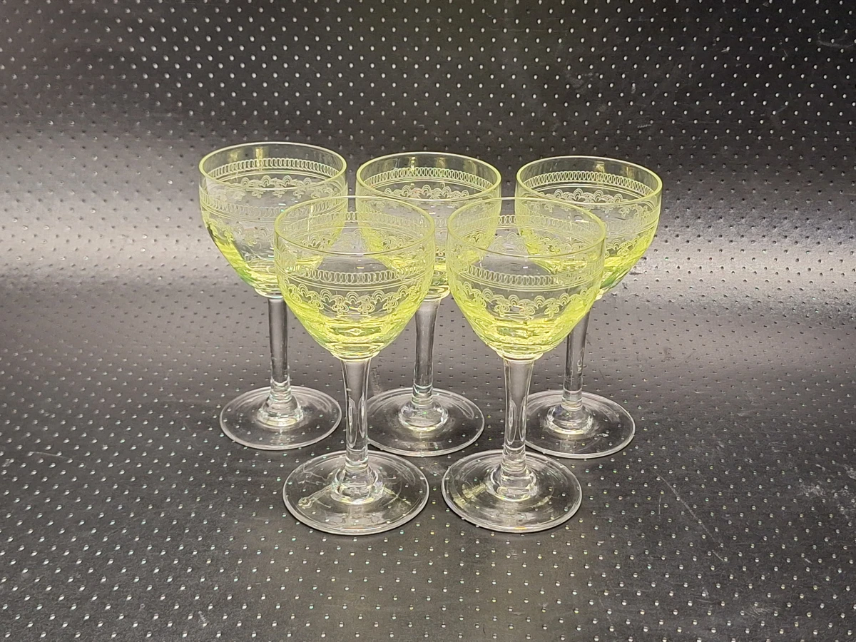 Set van 5 Art-Deco uranium wijnglazen - Art-Deco - foto 4