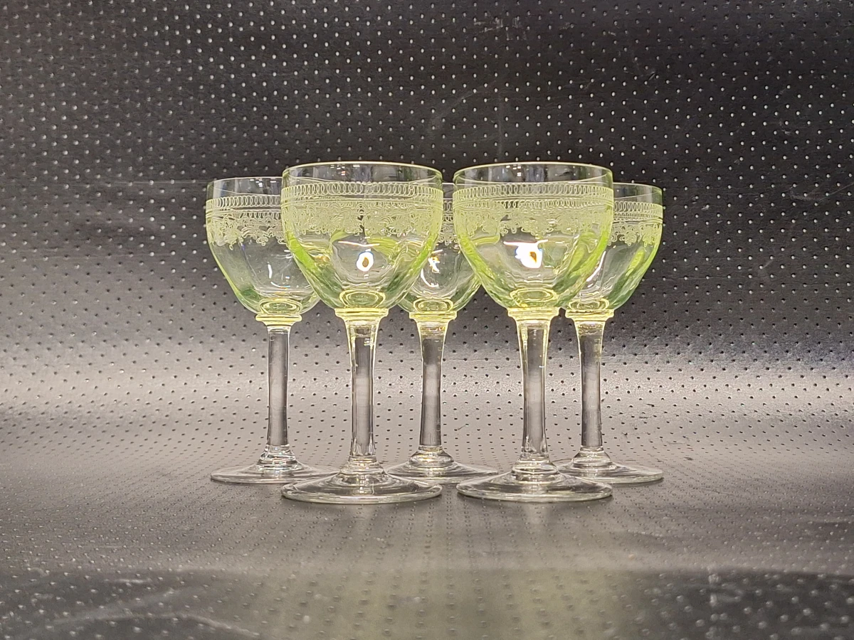 Set van 5 Art-Deco uranium wijnglazen - Art-Deco - foto 5