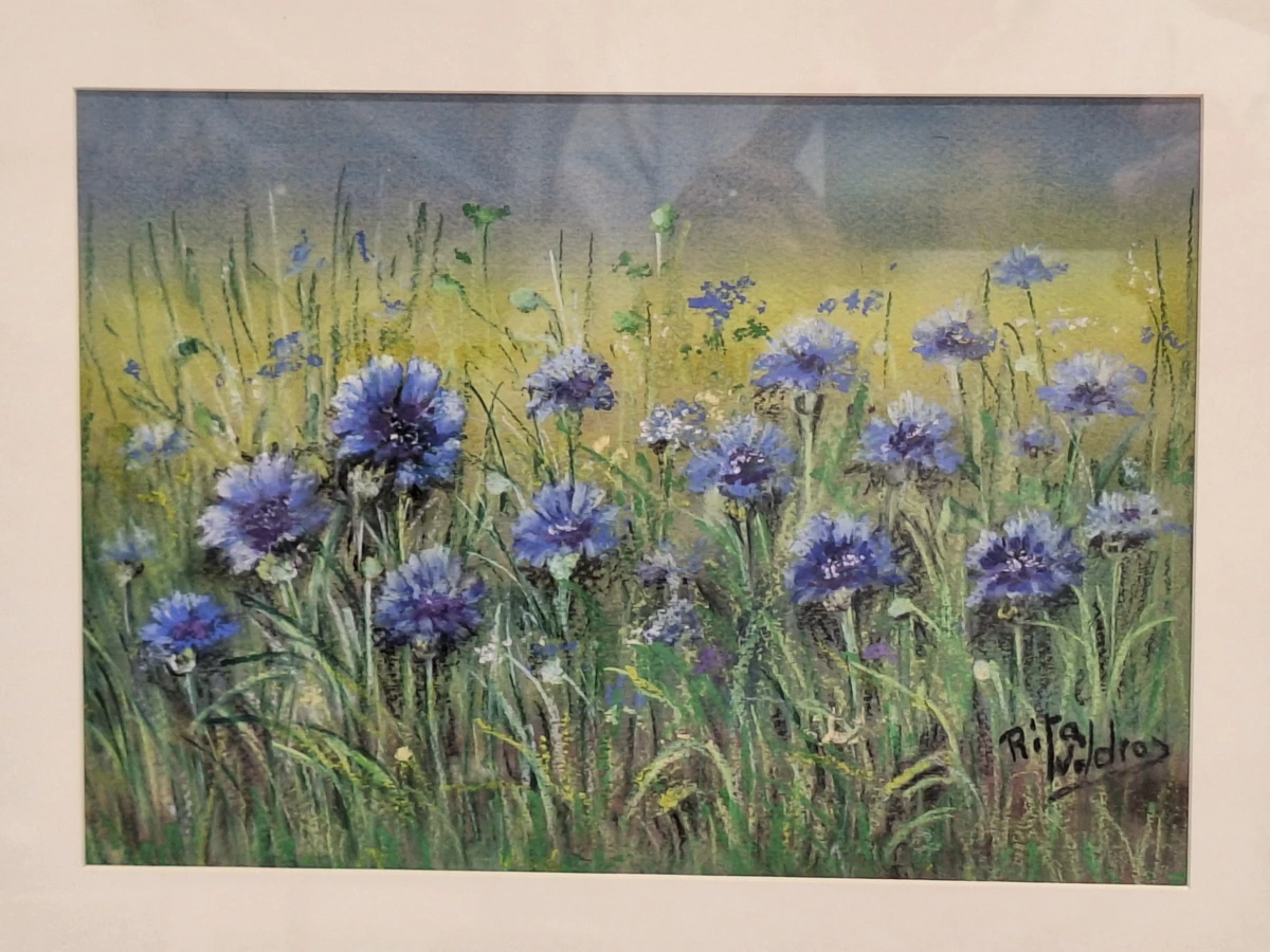 Set van twee originele pastelschilderijen met bloemen - Rita Wildro - foto 3