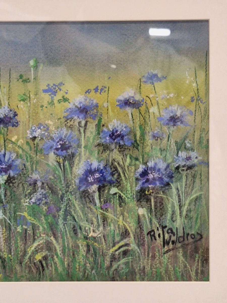 Set van twee originele pastelschilderijen met bloemen - Rita Wildro - foto 5