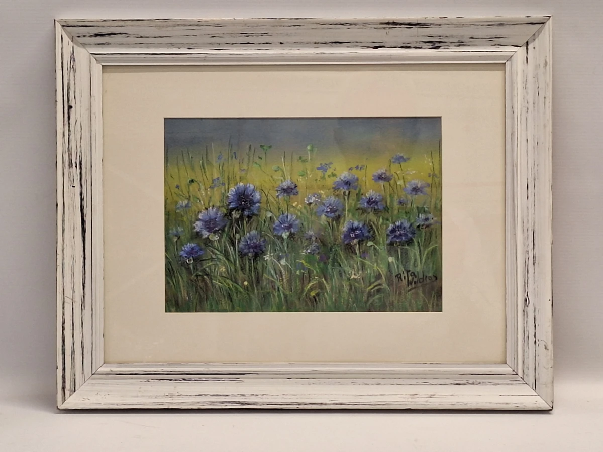 Set van twee originele pastelschilderijen met bloemen - Rita Wildro - foto 2